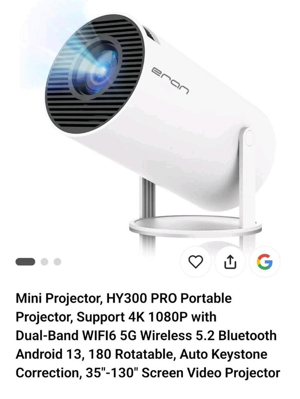 Mini Projector, HY300 PRO Portable Projector, Support 4K 1080P with Dual-Band WI
